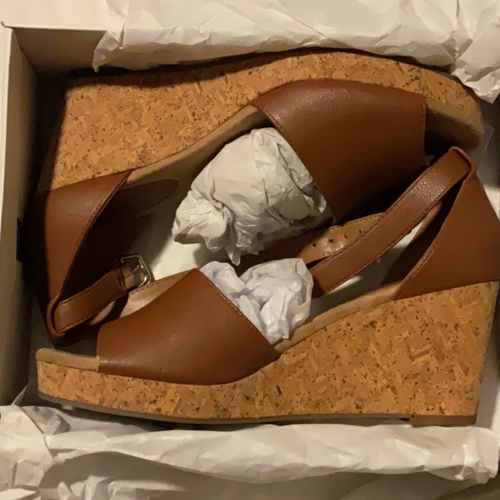 Style & Co Brown Wedge Sandals with Cork Platform